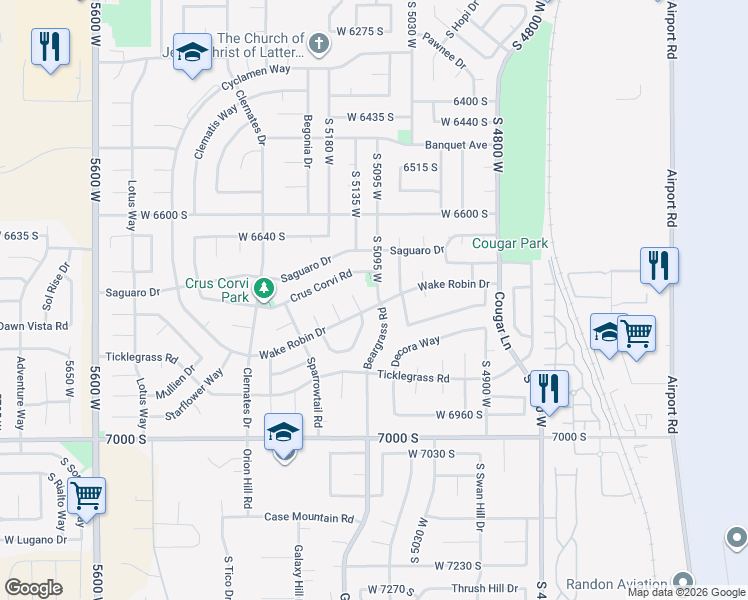 map of restaurants, bars, coffee shops, grocery stores, and more near in West Jordan