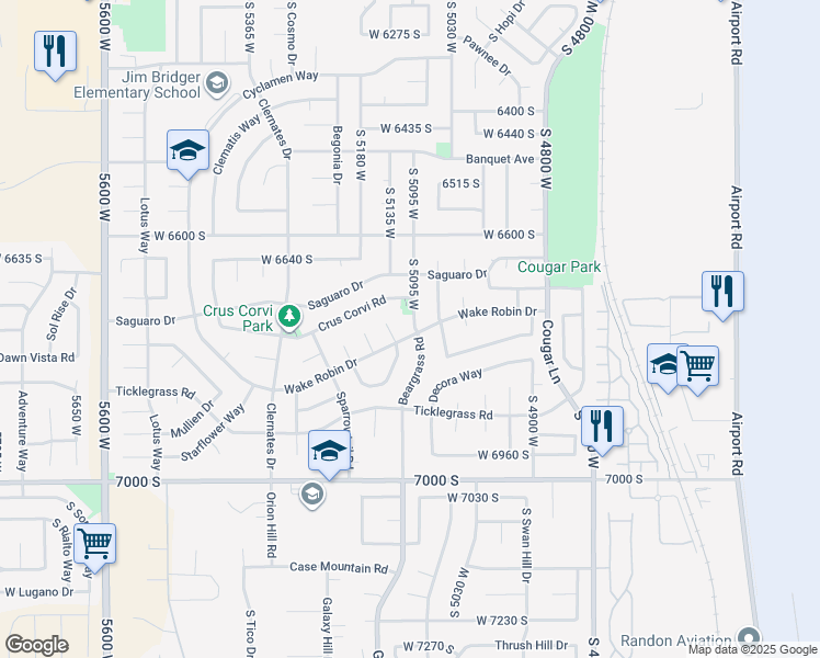map of restaurants, bars, coffee shops, grocery stores, and more near in West Jordan