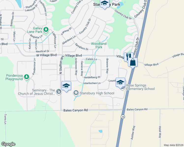map of restaurants, bars, coffee shops, grocery stores, and more near 5466 Lucerne Place in Stansbury Park