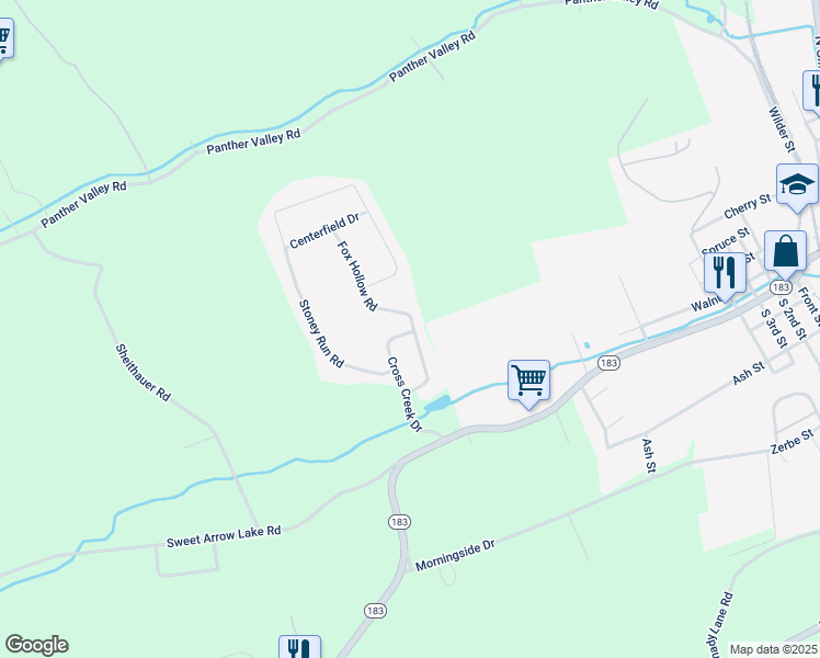map of restaurants, bars, coffee shops, grocery stores, and more near 205 Fox Hollow Road in Pottsville