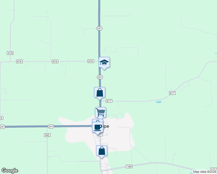 map of restaurants, bars, coffee shops, grocery stores, and more near 8226 Ohio 241 in Fredericksburg