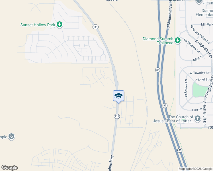 map of restaurants, bars, coffee shops, grocery stores, and more near 6734 South Glade Creek Drive in West Jordan
