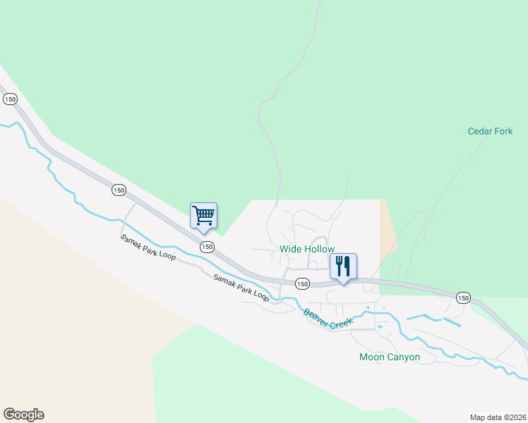 map of restaurants, bars, coffee shops, grocery stores, and more near 960 Wide Hollow Road in Kamas