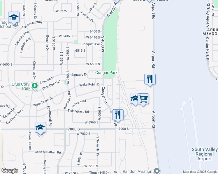 map of restaurants, bars, coffee shops, grocery stores, and more near 6731 Majestic Loop Road in West Jordan