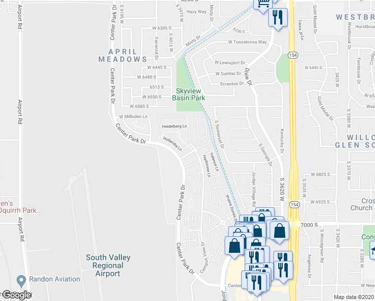 map of restaurants, bars, coffee shops, grocery stores, and more near 3963 Hollandia Lane in West Jordan
