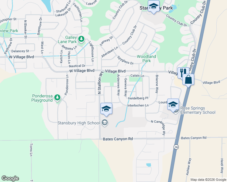 map of restaurants, bars, coffee shops, grocery stores, and more near 5490 Scarsborough Way in Erda