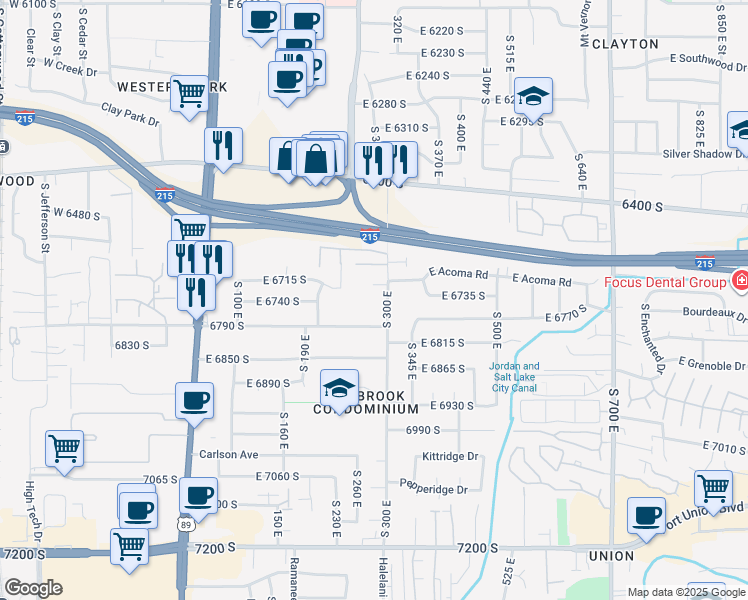 map of restaurants, bars, coffee shops, grocery stores, and more near in Cottonwood Heights
