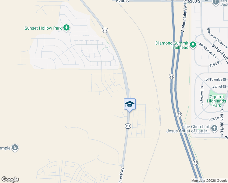 map of restaurants, bars, coffee shops, grocery stores, and more near 6729 South Quarter Creek Drive in West Jordan