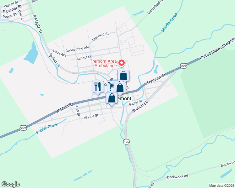map of restaurants, bars, coffee shops, grocery stores, and more near in Tremont