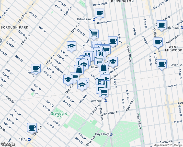 map of restaurants, bars, coffee shops, grocery stores, and more near 212 Webster Avenue in Brooklyn
