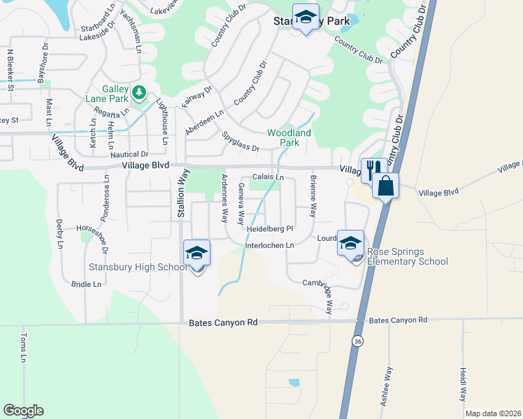 map of restaurants, bars, coffee shops, grocery stores, and more near 217 Cherbourg Lane in Erda