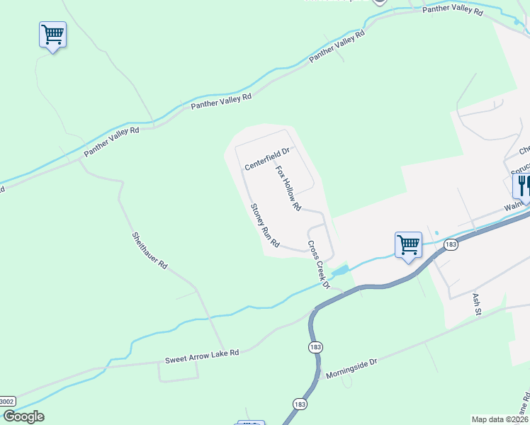 map of restaurants, bars, coffee shops, grocery stores, and more near 621 Stoney Run Road in Pottsville