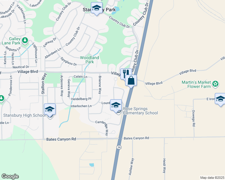 map of restaurants, bars, coffee shops, grocery stores, and more near 5489 Hampton Way in Erda