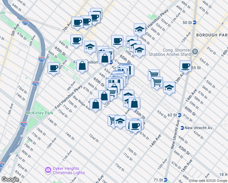 map of restaurants, bars, coffee shops, grocery stores, and more near in Brooklyn