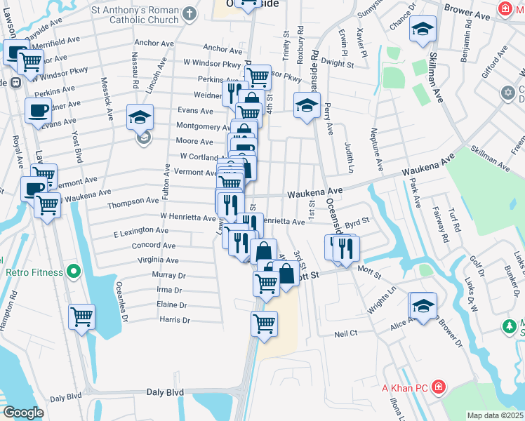 map of restaurants, bars, coffee shops, grocery stores, and more near 3362 4th Street in Oceanside