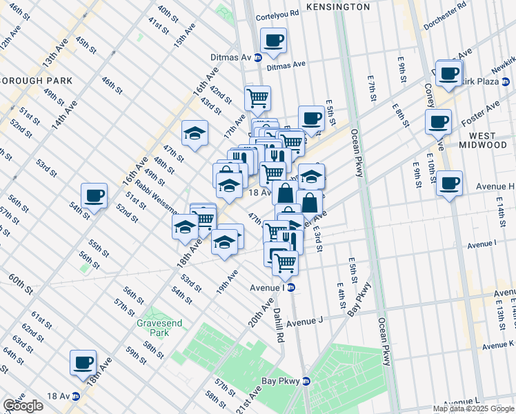 map of restaurants, bars, coffee shops, grocery stores, and more near 212 Webster Avenue in Brooklyn