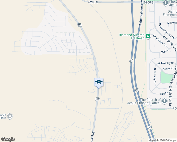 map of restaurants, bars, coffee shops, grocery stores, and more near 6720 South Glade Creek Drive in West Jordan