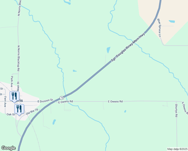 map of restaurants, bars, coffee shops, grocery stores, and more near in Norris