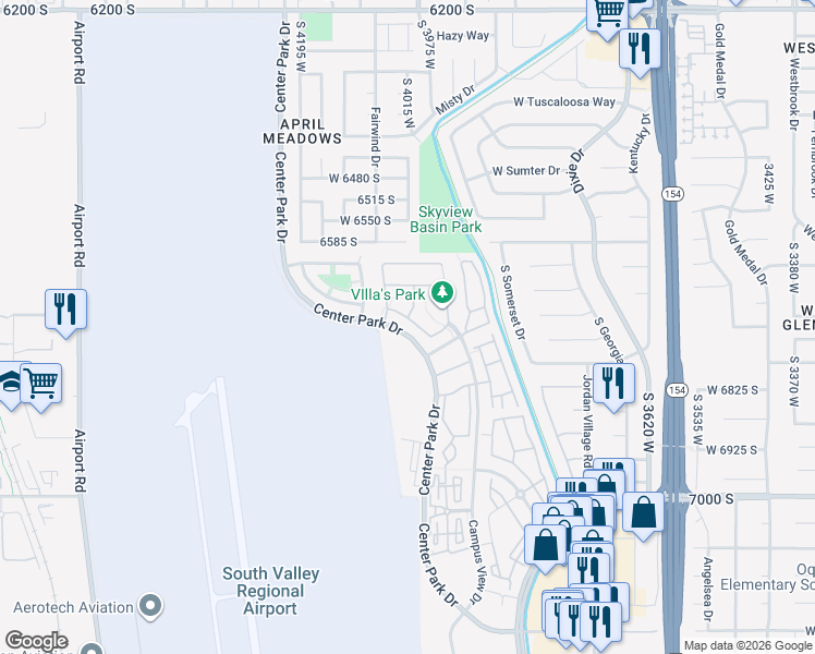map of restaurants, bars, coffee shops, grocery stores, and more near 4023 Hollandia Lane in West Jordan