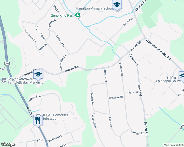 map of restaurants, bars, coffee shops, grocery stores, and more near 956 Brown Road in Bridgewater Township