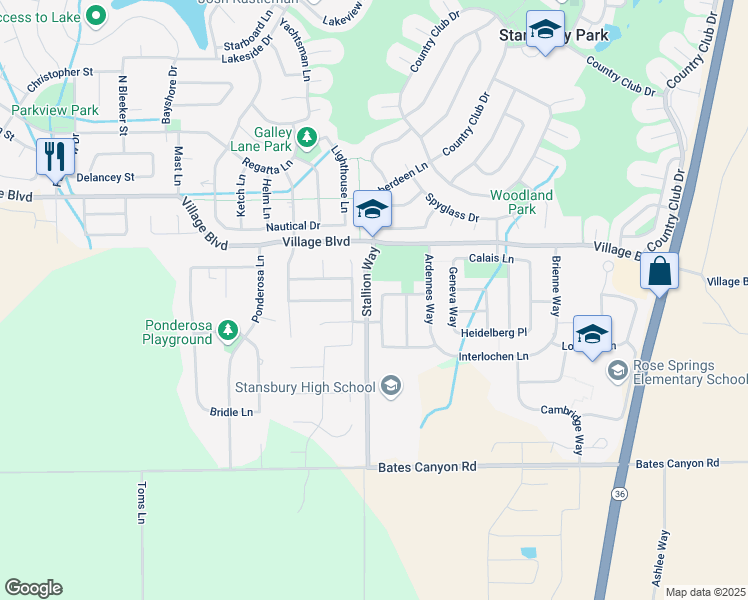 map of restaurants, bars, coffee shops, grocery stores, and more near 5499 Heather Way in Stansbury Park