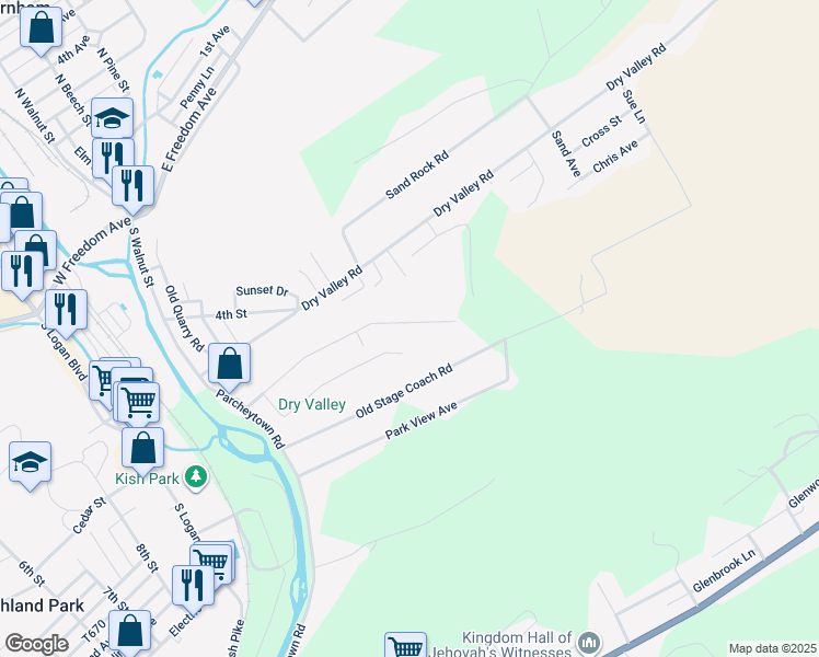 map of restaurants, bars, coffee shops, grocery stores, and more near 280 Orchard Grove Avenue in Lewistown