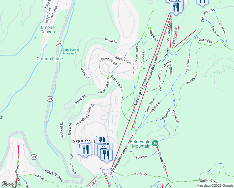map of restaurants, bars, coffee shops, grocery stores, and more near 8200 Royal Street in Park City