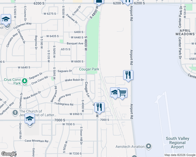 map of restaurants, bars, coffee shops, grocery stores, and more near 4787 West Udine Court in West Jordan