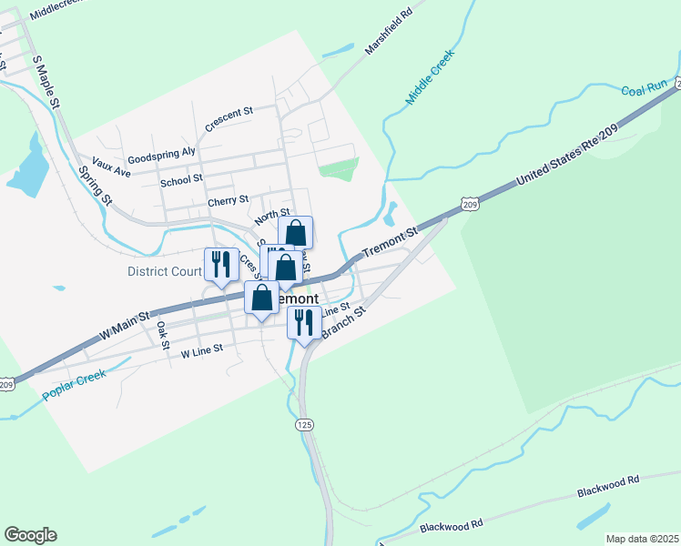 map of restaurants, bars, coffee shops, grocery stores, and more near 135 Main Street in Tremont