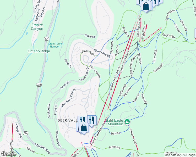 map of restaurants, bars, coffee shops, grocery stores, and more near 8200 Royal Street in Park City
