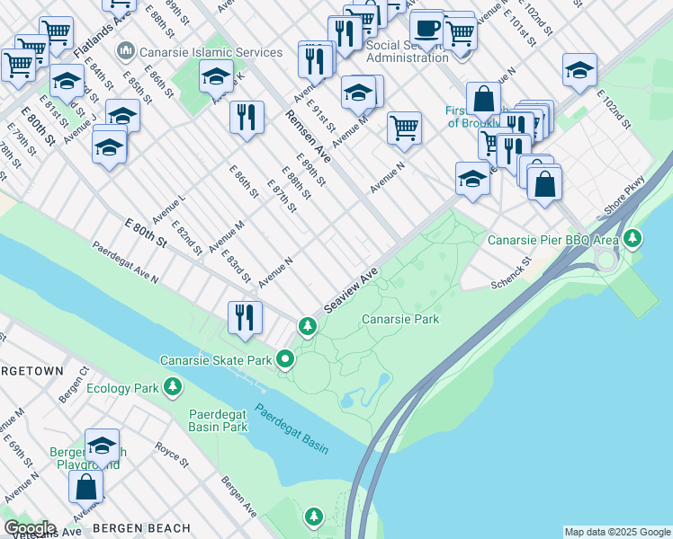 map of restaurants, bars, coffee shops, grocery stores, and more near in Brooklyn