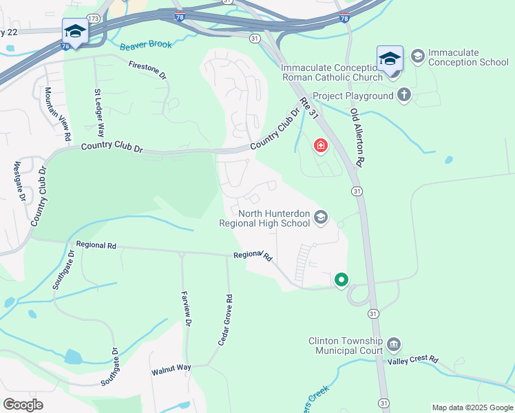 map of restaurants, bars, coffee shops, grocery stores, and more near 11 Hillside Drive in Hunterdon County