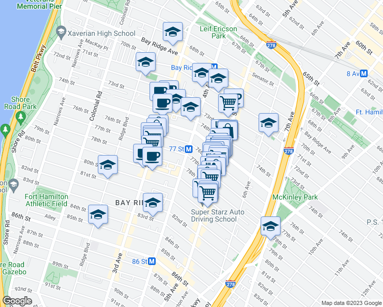 map of restaurants, bars, coffee shops, grocery stores, and more near in Brooklyn