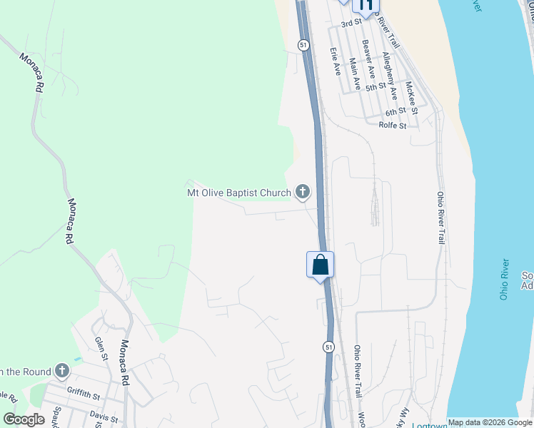 map of restaurants, bars, coffee shops, grocery stores, and more near 146 Branch Street in Aliquippa
