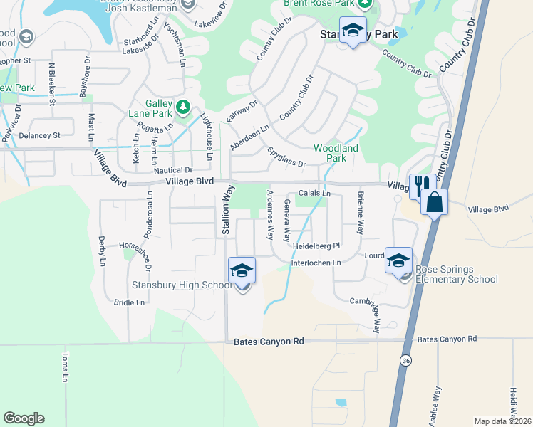 map of restaurants, bars, coffee shops, grocery stores, and more near 115 Strasbourg Lane in Stansbury Park