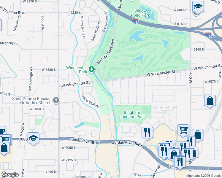 map of restaurants, bars, coffee shops, grocery stores, and more near 6440 South 1190 West in Salt Lake City