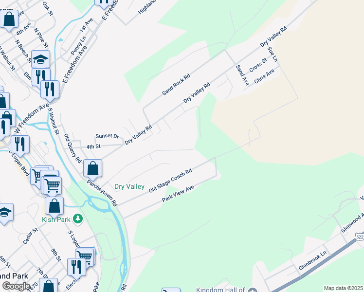 map of restaurants, bars, coffee shops, grocery stores, and more near 303 Orchard Grove Avenue in Lewistown