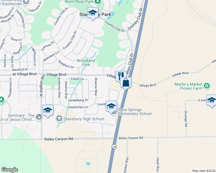 map of restaurants, bars, coffee shops, grocery stores, and more near 5489 Hampton Way in Erda