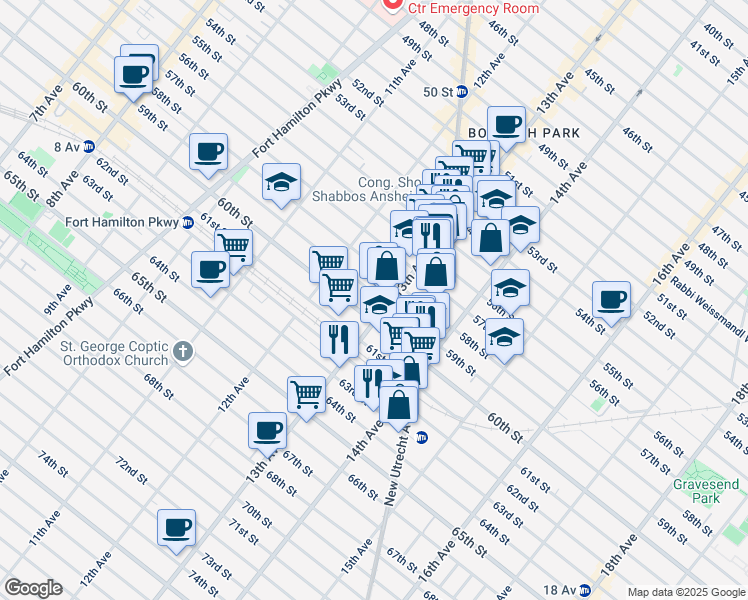 map of restaurants, bars, coffee shops, grocery stores, and more near in Brooklyn