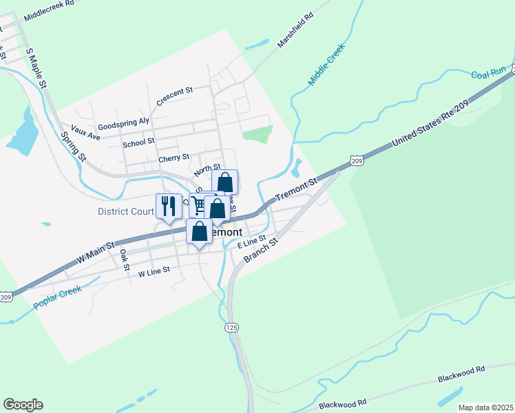 map of restaurants, bars, coffee shops, grocery stores, and more near 320 Main Street in Tremont