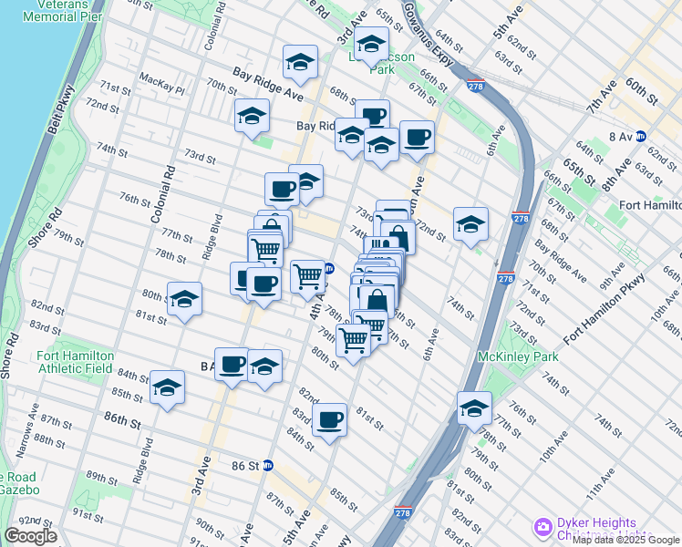 map of restaurants, bars, coffee shops, grocery stores, and more near in Brooklyn