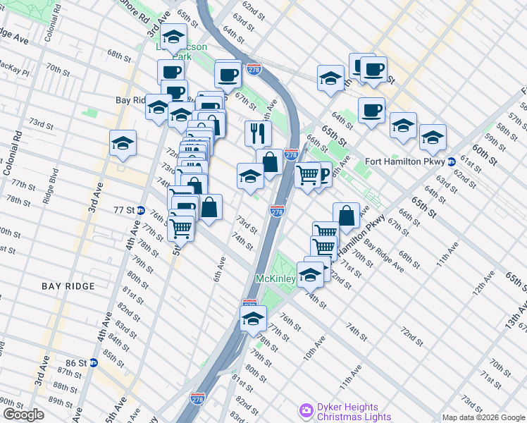 map of restaurants, bars, coffee shops, grocery stores, and more near in Brooklyn