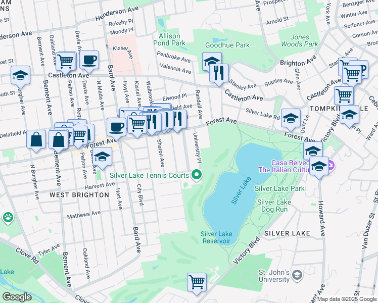 map of restaurants, bars, coffee shops, grocery stores, and more near 195 Hart Boulevard in Staten Island