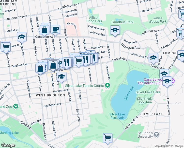 map of restaurants, bars, coffee shops, grocery stores, and more near 208 Oakwood Avenue in Staten Island