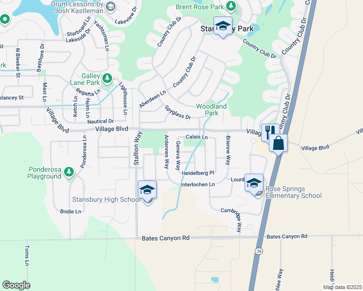 map of restaurants, bars, coffee shops, grocery stores, and more near 5538 Geneva Way in Stansbury Park