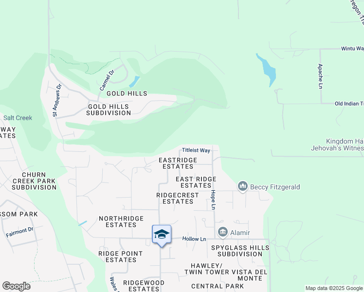 map of restaurants, bars, coffee shops, grocery stores, and more near 19310 Titleist Way in Redding