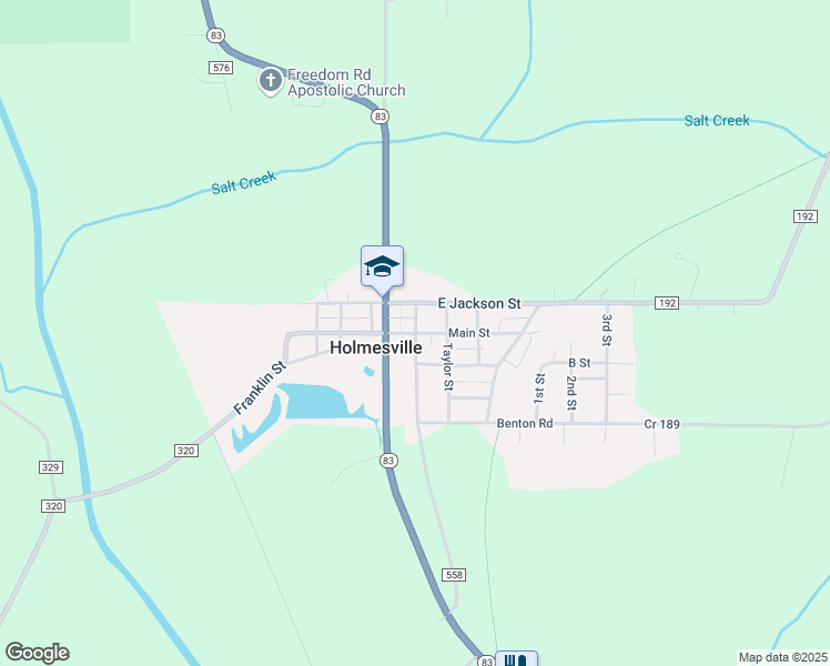 map of restaurants, bars, coffee shops, grocery stores, and more near 110 North Millersburg Street in Holmesville
