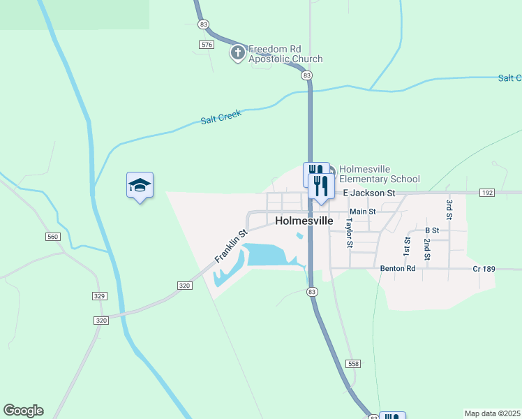 map of restaurants, bars, coffee shops, grocery stores, and more near 117 Washington Street in Holmesville