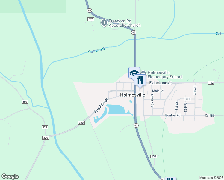 map of restaurants, bars, coffee shops, grocery stores, and more near 117 Washington Street in Holmesville