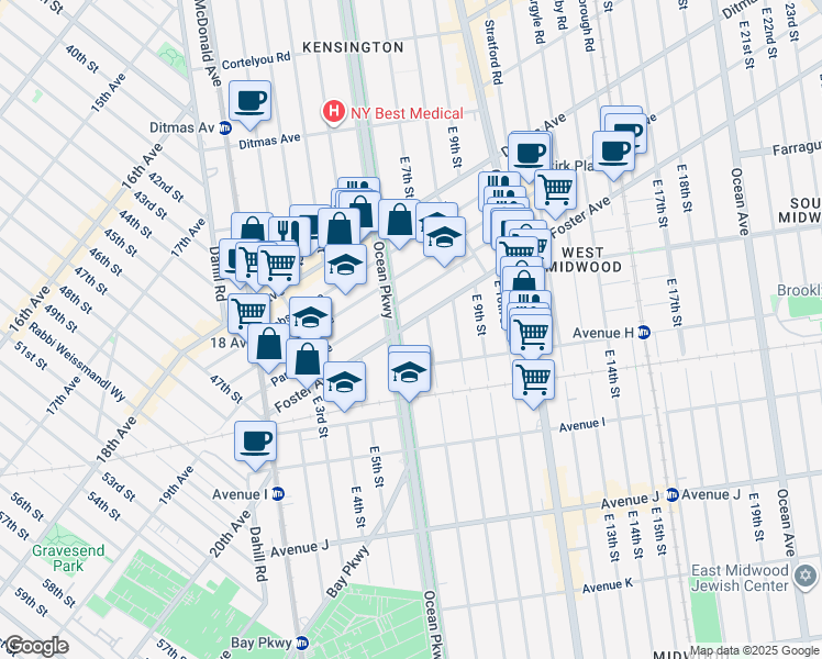 map of restaurants, bars, coffee shops, grocery stores, and more near in Brooklyn